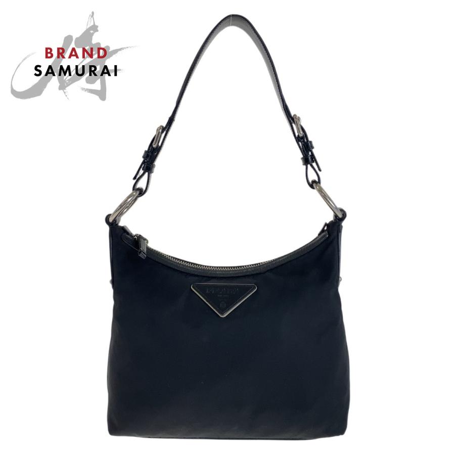 美品✨プラダ ショルダーバッグ 三角ロゴプレート テスートナイロン レザー 黒 PRADA - プラダ ショルダーバッグ 三角ロゴ カメラバッグ