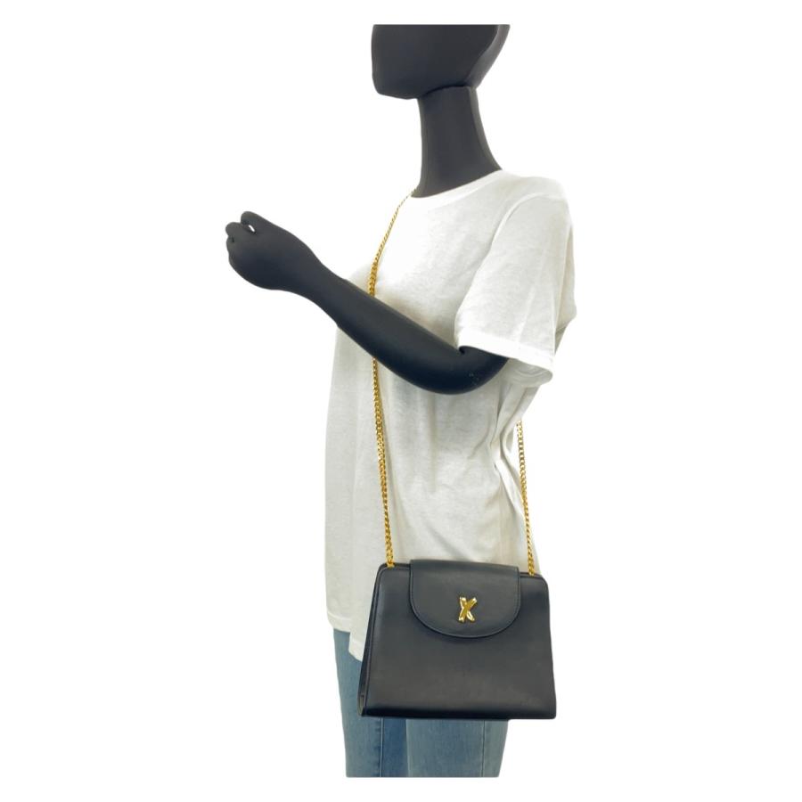 Paloma Picasso レザー ショルダーバッグ ネイビー Paloma Picasso 