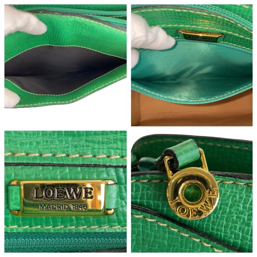 LOEWE（ロエベ） ヴィンテージ グリーン ゴールド金具 レザー 斜め掛け