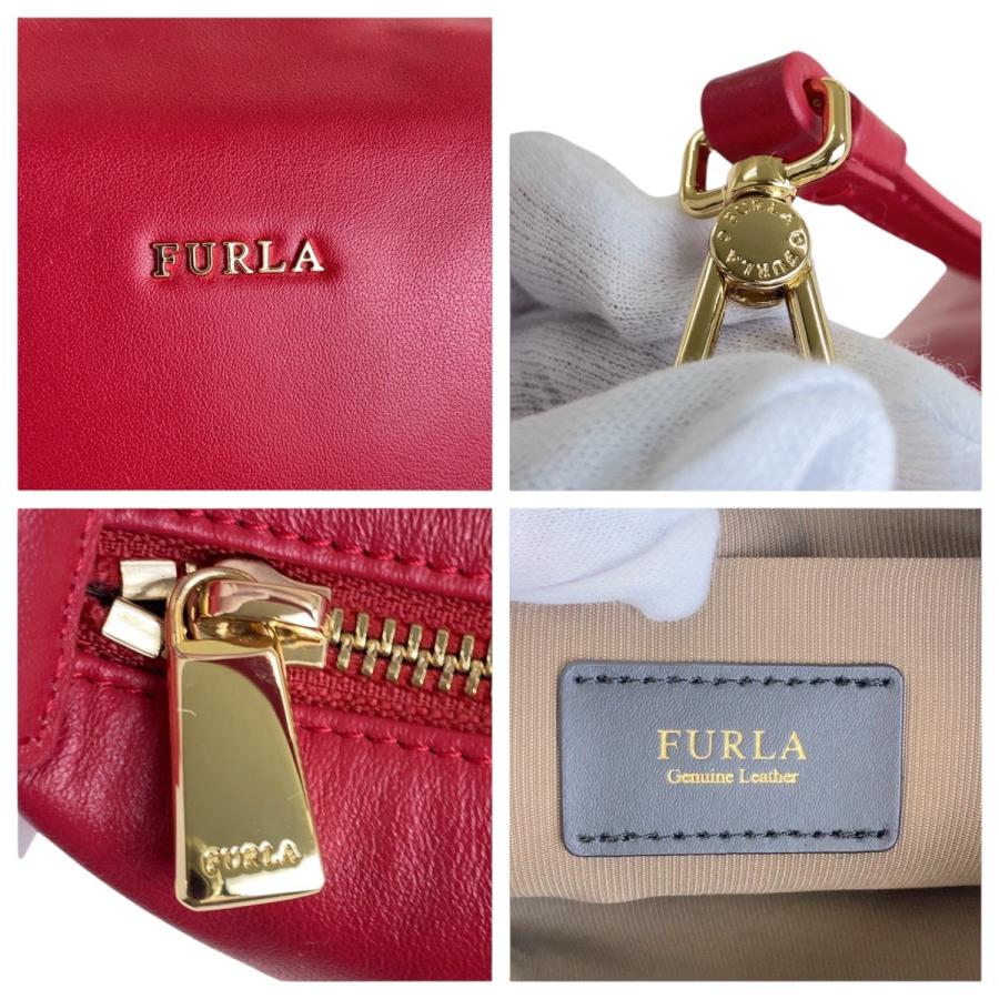 FURLA（フルラ） 美品 レッド ゴールド金具 レザー ハンドバッグ