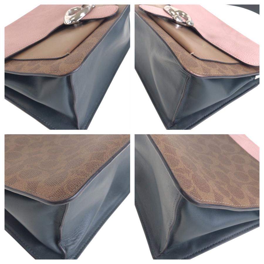 COACH（コーチ） シグネチャー ピンク ブラウン シルバー金具 レザー