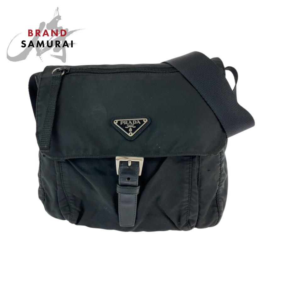 プラダ 三角ロゴプレート テスート 斜め掛け ショルダー ナイロン 黒 PRADA - 良品 PRADA プラダ 三角ロゴ プレート ナイロン