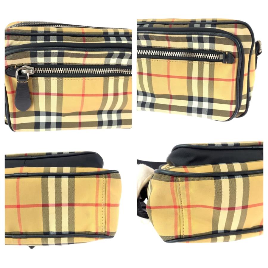 美品 BURBERRY バーバリー チェック柄 男女兼用 ブラウン ブラック シルバー金具 ナイロン ショルダーバッグ ポシェット メンズ 409452 | BURBERRY | 04