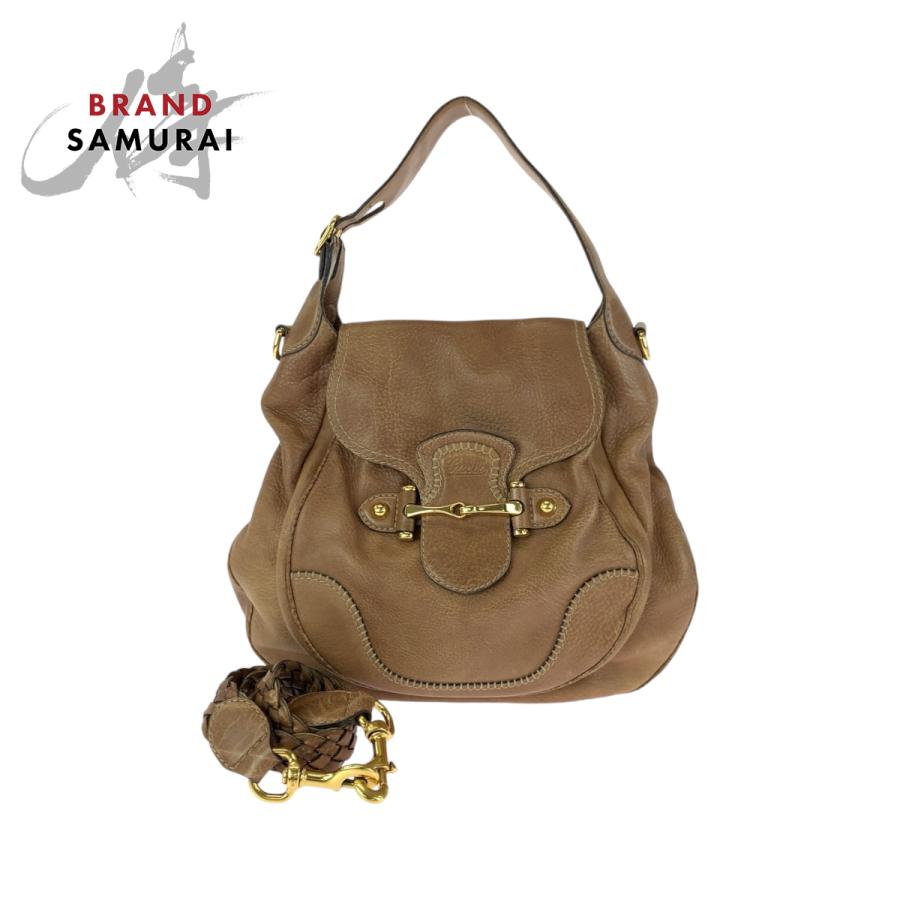 GUCCI（グッチ） 美品 ホースビット ブラウン ゴールド金具 レザー 
