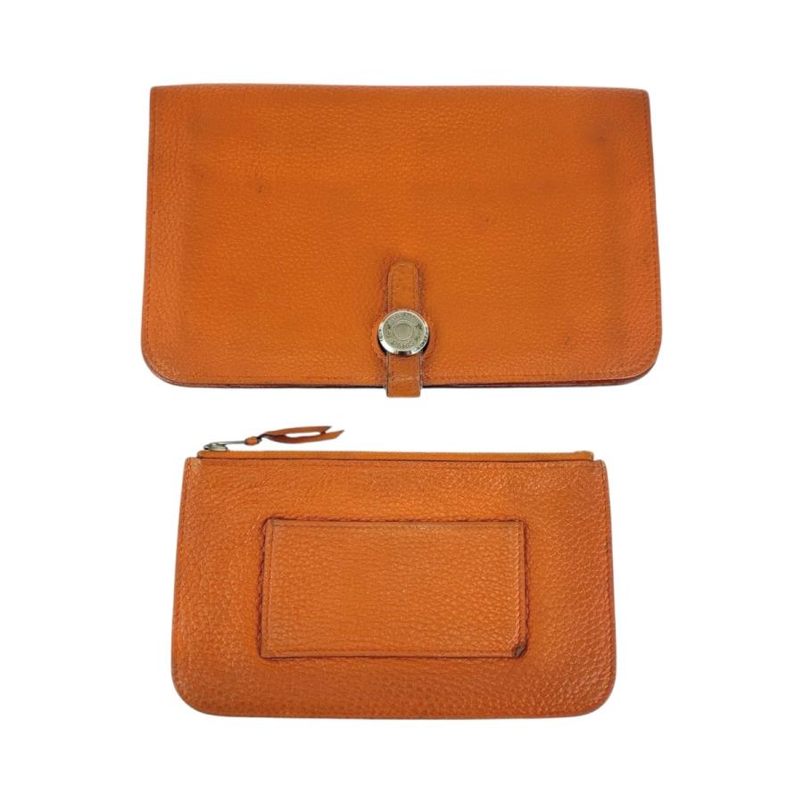 HERMES（エルメス） ドゴンGM オレンジ シルバー金具 トゴ 長財布