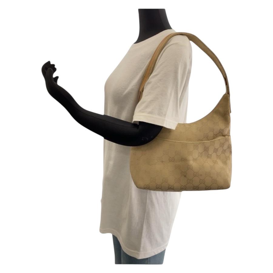 美品 グッチ ワンショルダーバッグ GG柄 肩掛けトート ベージュ シルバー金具 GUCCI（グッチ） ベージュ シルバー金具 GGキャンバス 001 3386