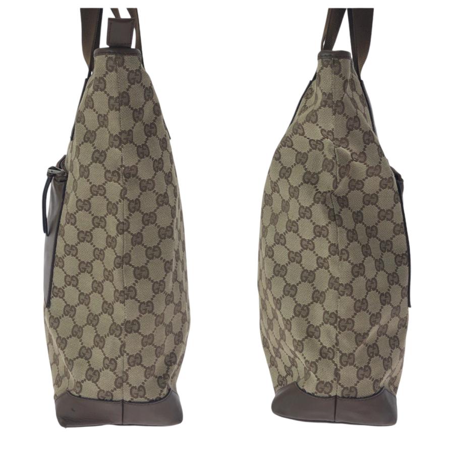 GUCCI GGキャンバス トートバッグ ベージュ×ブラウン シルバー金具