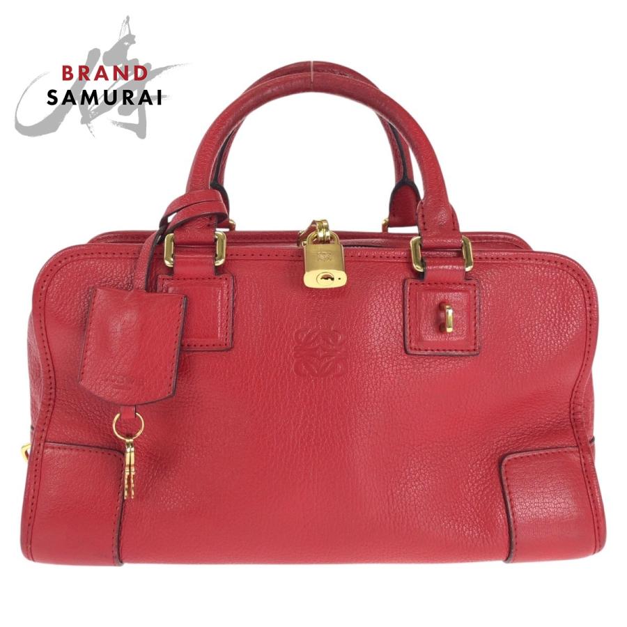 LOEWE 美品 ロエベ アマソナ 28 レッド ゴールド金具 レザー