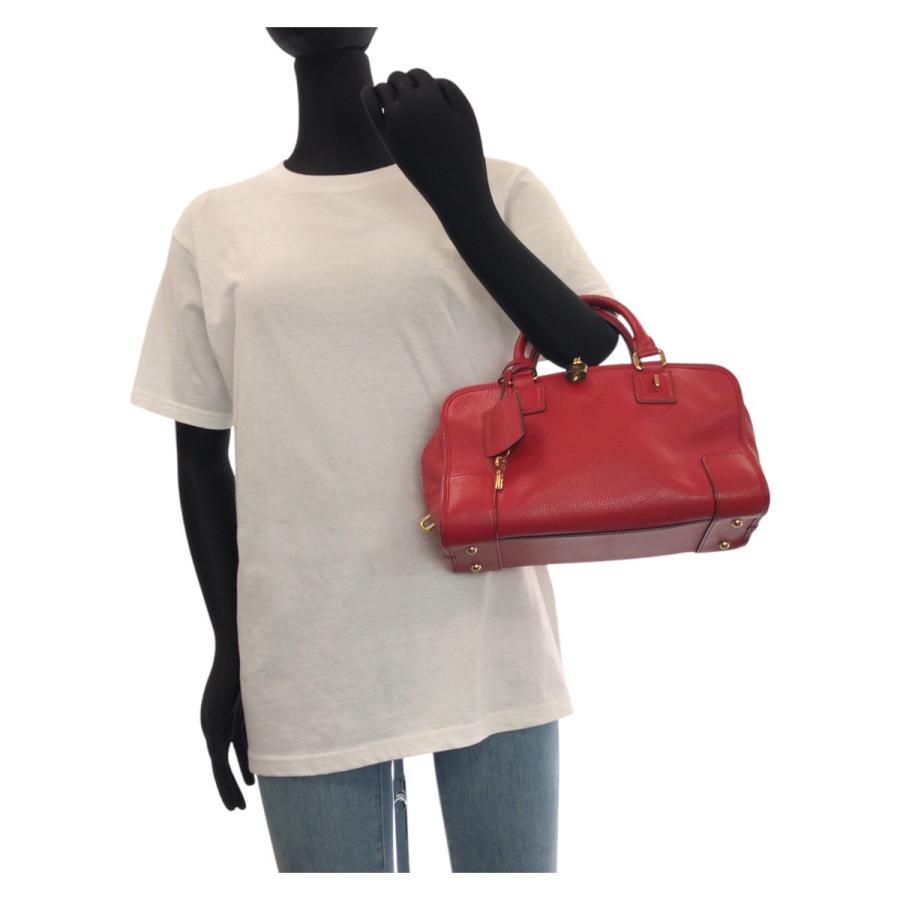 LOEWE 美品 ロエベ アマソナ 28 レッド ゴールド金具 レザー