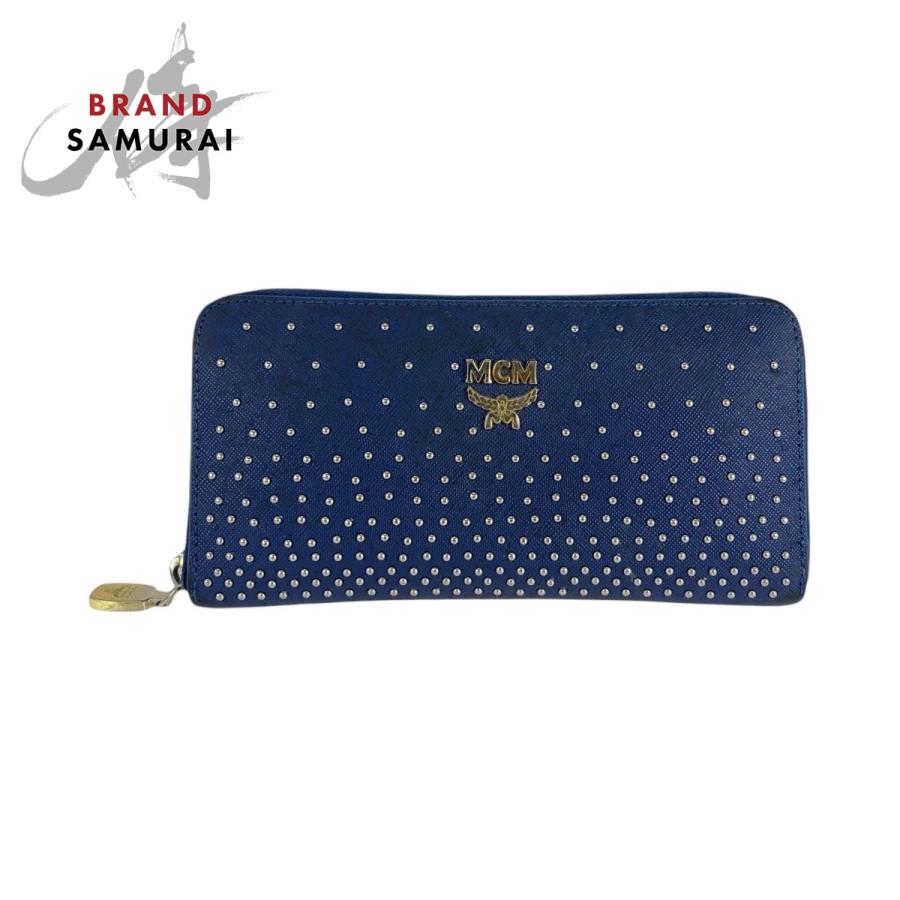 MCM（エムシーエム） エム シー エム スタッズ ブルー ゴールド金具