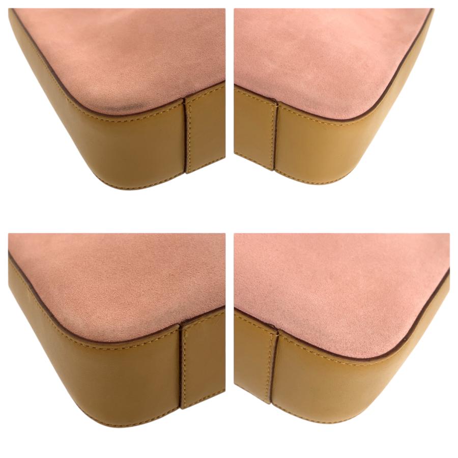 GUCCI（グッチ） 美品 ピンク ブラウン ゴールド金具 スウェード 001 