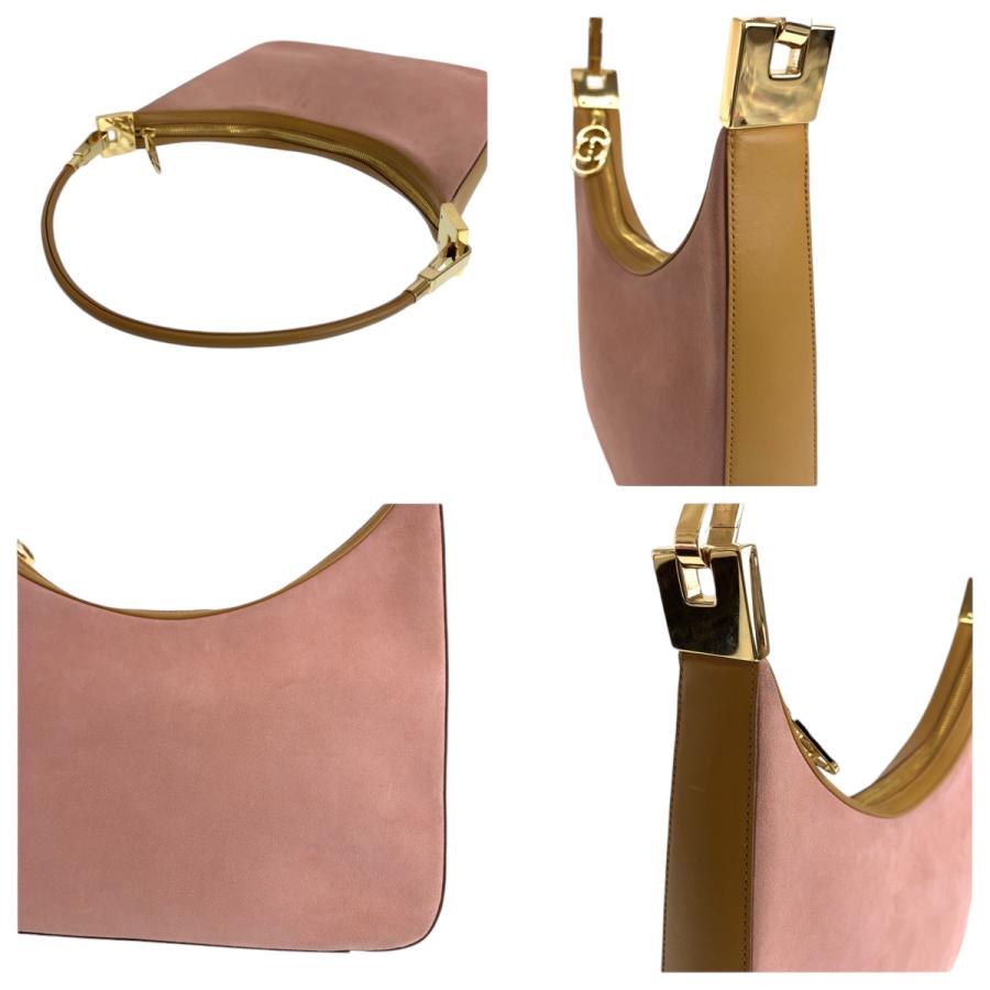 GUCCI（グッチ） 美品 ピンク ブラウン ゴールド金具 スウェード 001 