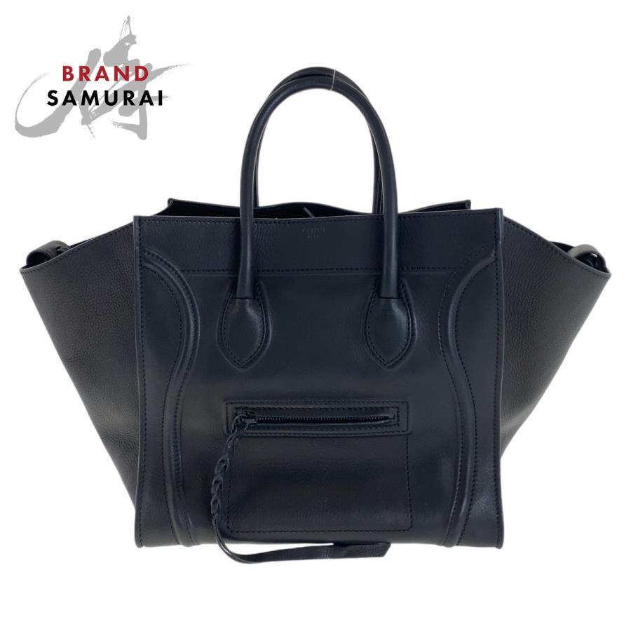 CELINE 美品 セリーヌ ファントム ラゲージ ブラック 黒 レザー トート 