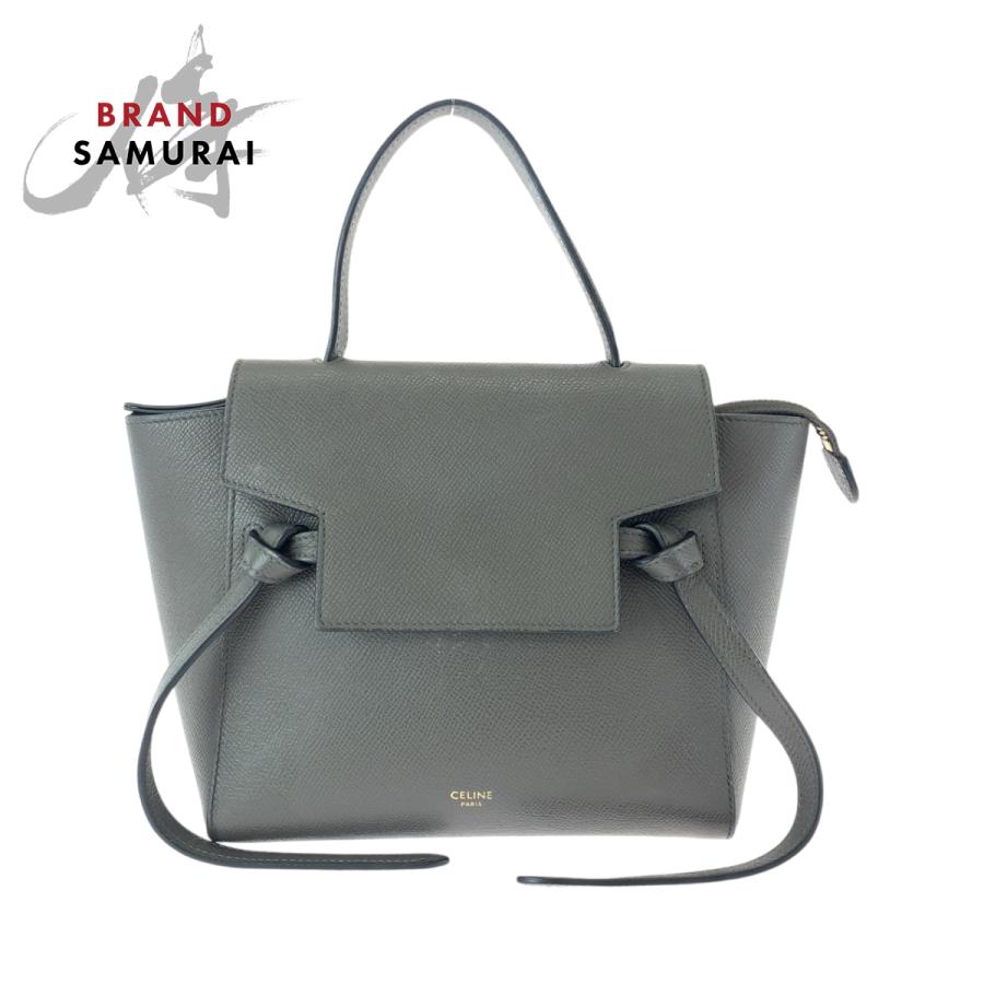 CELINE（セリーヌ） 美品 ベルトバッグ ナノ グレー ゴールド金具 