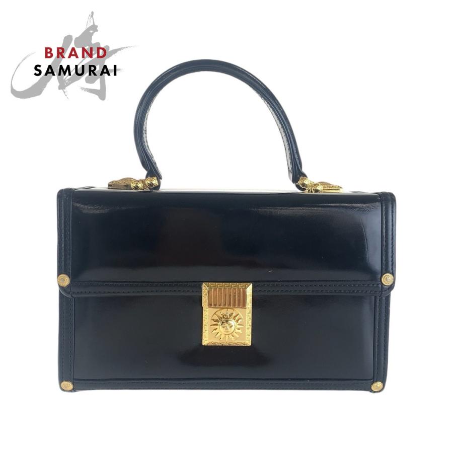 ヴェルサーチバニティバック 美品 VERSACE ヴェルサーチ ヴィンテージ サンバースト ブラック