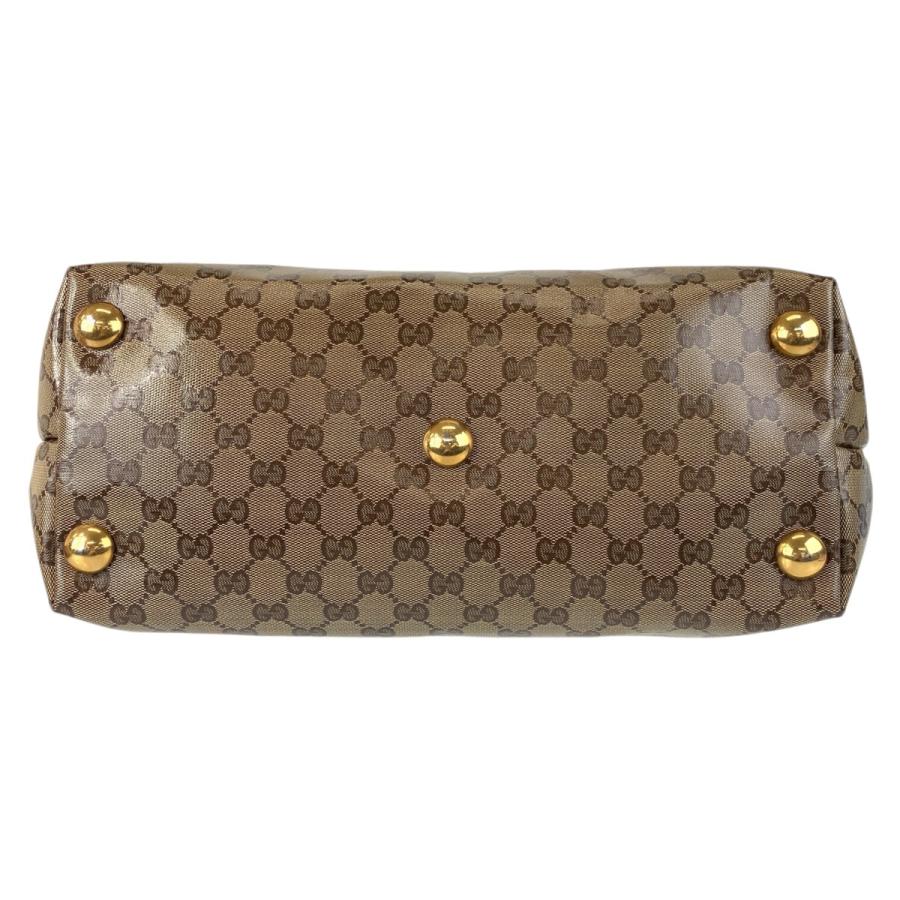 GUCCI（グッチ） 美品 GGクリスタル ブラウン ゴールド金具 PVC/レザー