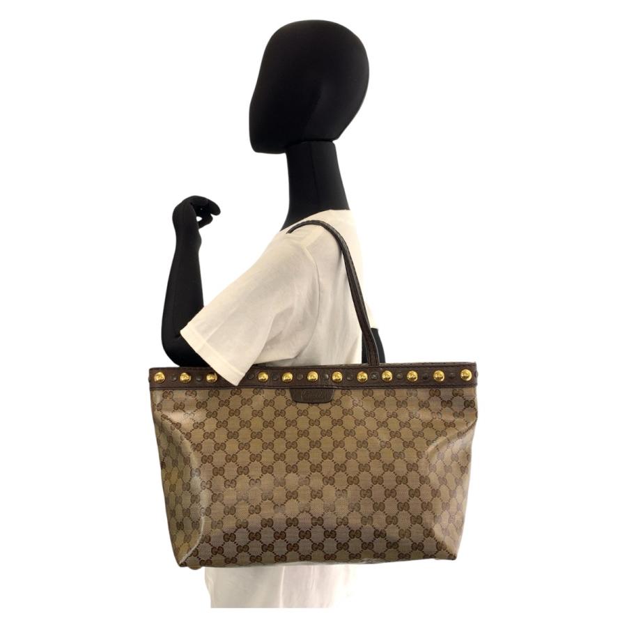 GUCCI（グッチ） 美品 GGクリスタル ブラウン ゴールド金具 PVC/レザー