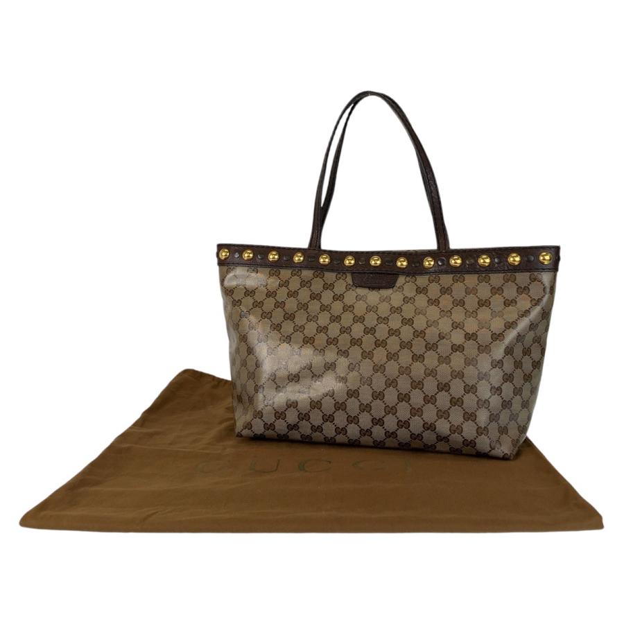 GUCCI（グッチ） 美品 GGクリスタル ブラウン ゴールド金具 PVC/レザー