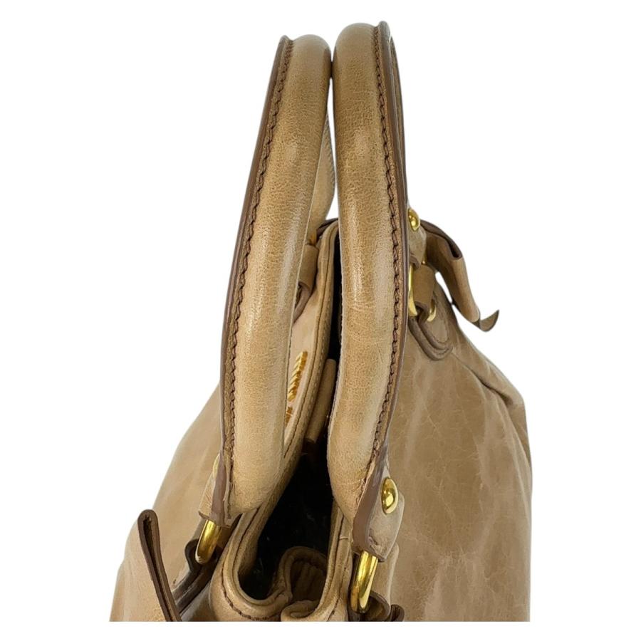 miu miu（ミュウミュウ） 美品 リボン ベージュ ゴールド金具 レザー