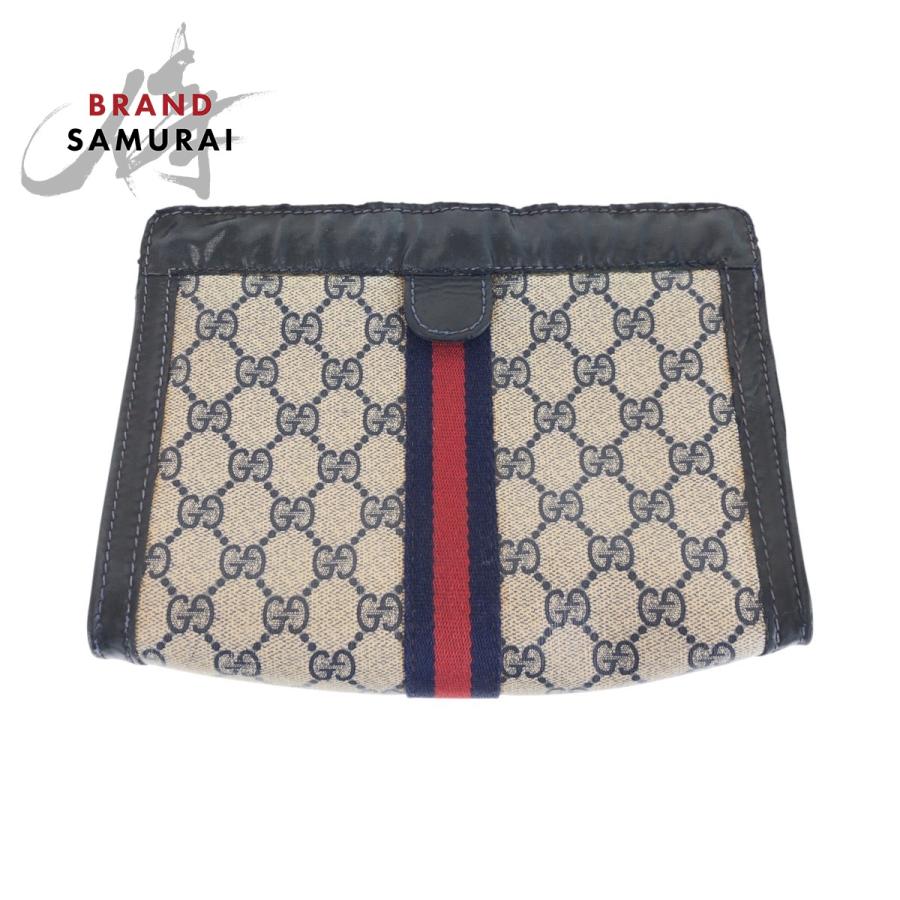 オールドグッチシェリーラインGG セカンドバッグ クラッチバッグ GUCCI（グッチ） オールドグッチ シェリーライン ネイビー グレー GG