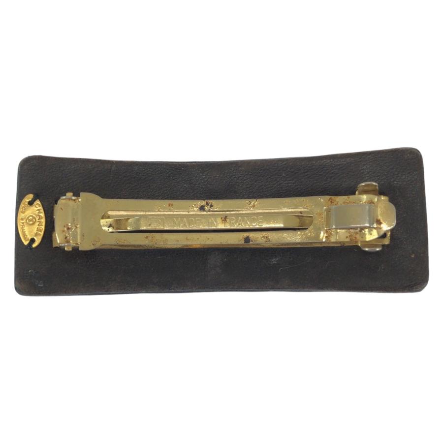 CHANEL シャネル ココマーク サテン×レザー バレッタ ブラック CHANEL シャネル ココマーク バレッタ ブラック アクセサリー