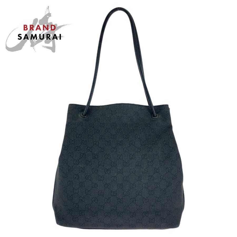 GUCCI グッチ トートバッグ ブラック GUCCI（グッチ） ブラック 黒 ガンメタ金具 GGキャンバス/レザー