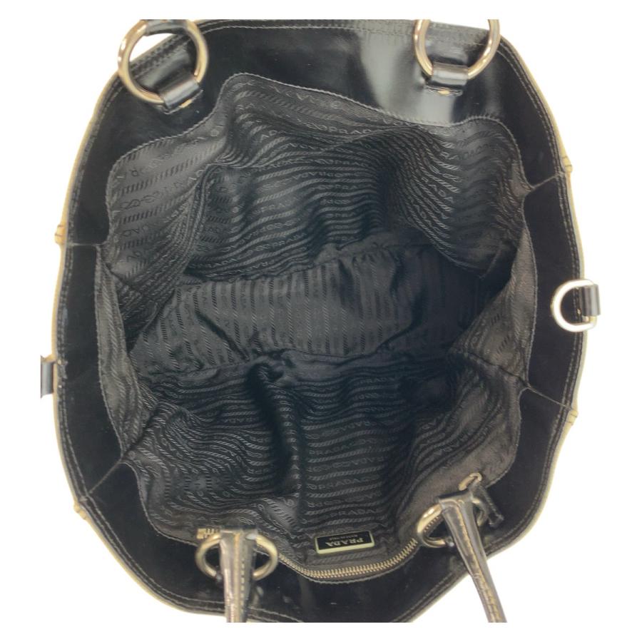 PRADA プラダ 三角ロゴプレート ベージュ ブラック 黒 シルバー金具 キャンバス トートバッグ ショルダーバッグ レディース 410268 | PRADA | 02