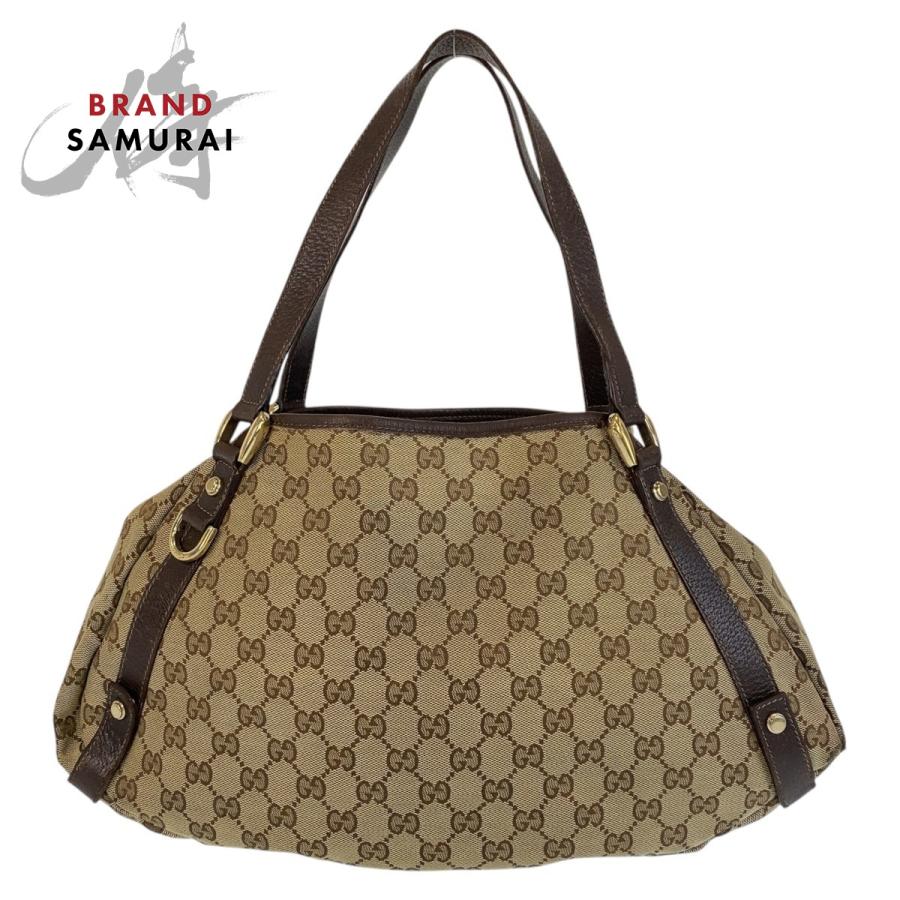 GUCCI（グッチ） ベージュ ブラウン ゴールド金具 GGキャンバス/レザー