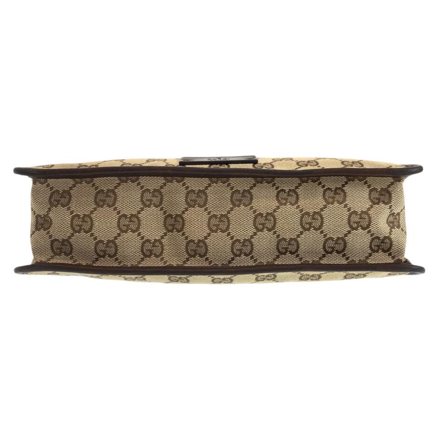 GUCCI 美品 グッチ ブラウン ベージュ GGキャンバス/91762 斜め