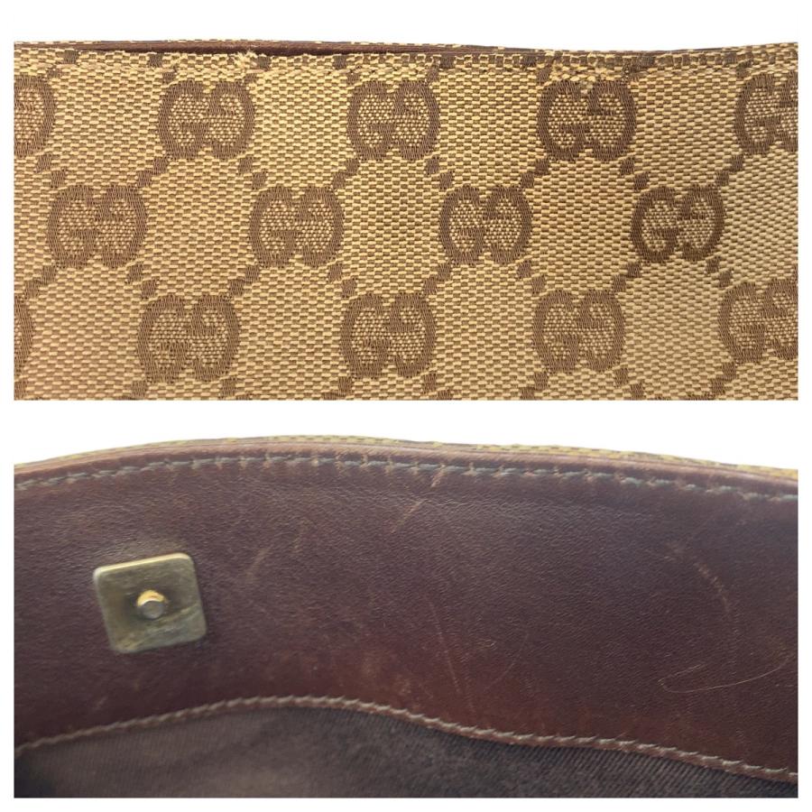 GUCCI（グッチ） 美品 ブラウン ベージュ GGキャンバス/91762 斜め掛け