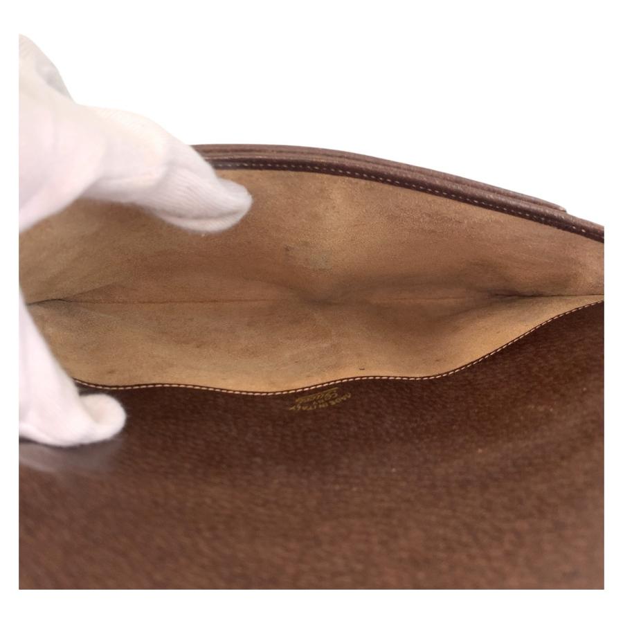 GUCCI（グッチ） ブラウン ゴールド金具 GGキャンバス/レザー クラッチ