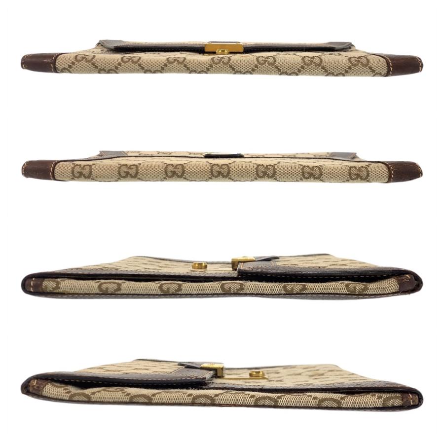 GUCCI（グッチ） ブラウン ゴールド金具 GGキャンバス/レザー クラッチ