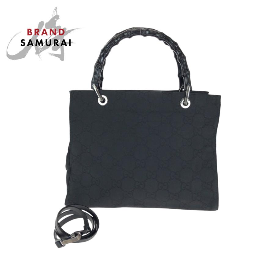 美品 グッチ バンブー レザー ハンド バッグ ビジネス シルバー 金具 黒 GUCCI（グッチ） 美品 バンブー ブラック 黒 シルバー金具 GG