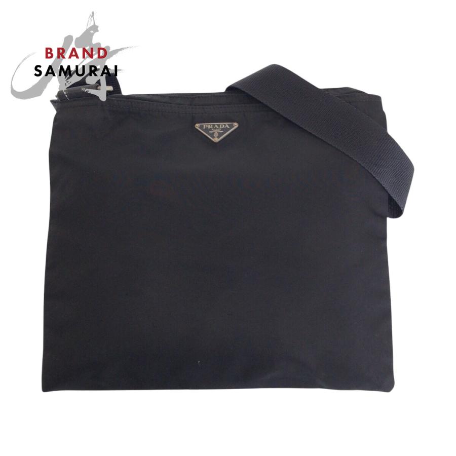 PRADA プラダ テスート 三角ロゴプレート ブラック 黒 シルバー金具 