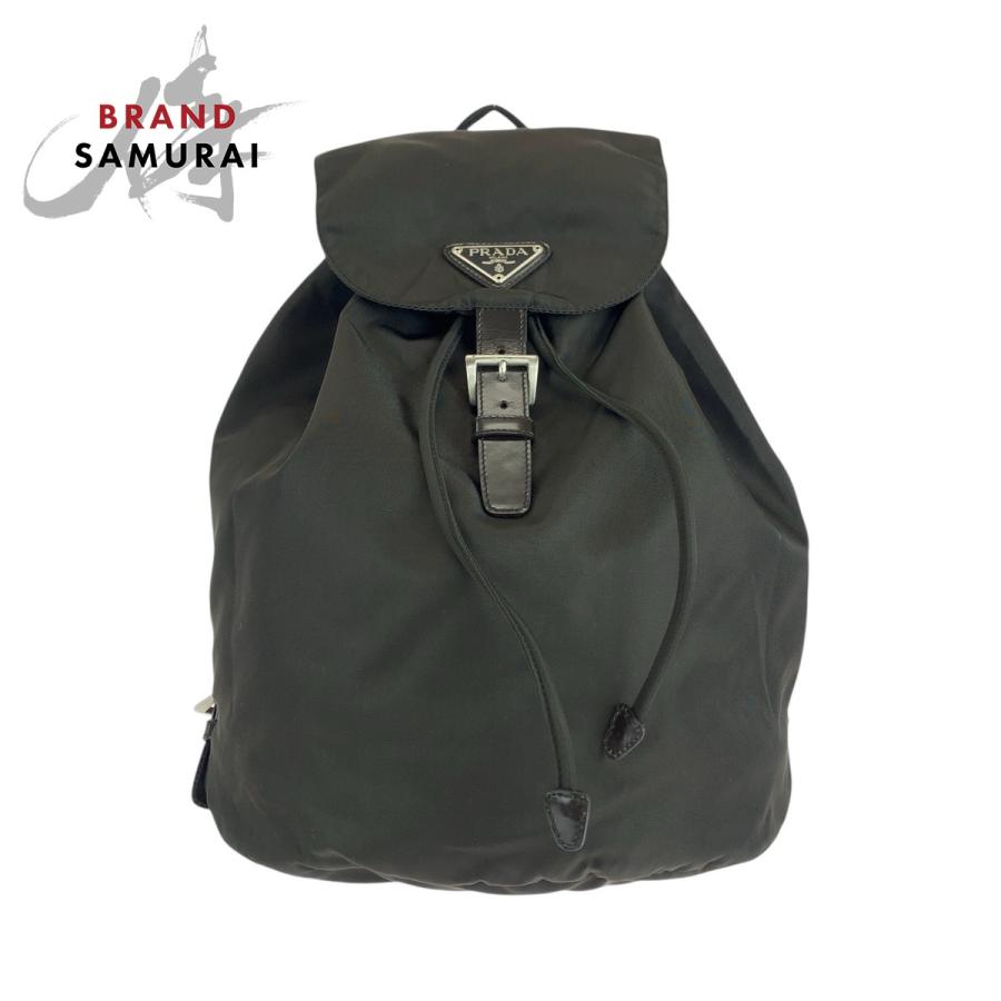 PRADA 美品 プラダ テスート 三角ロゴプレート ブラウン シルバー金具