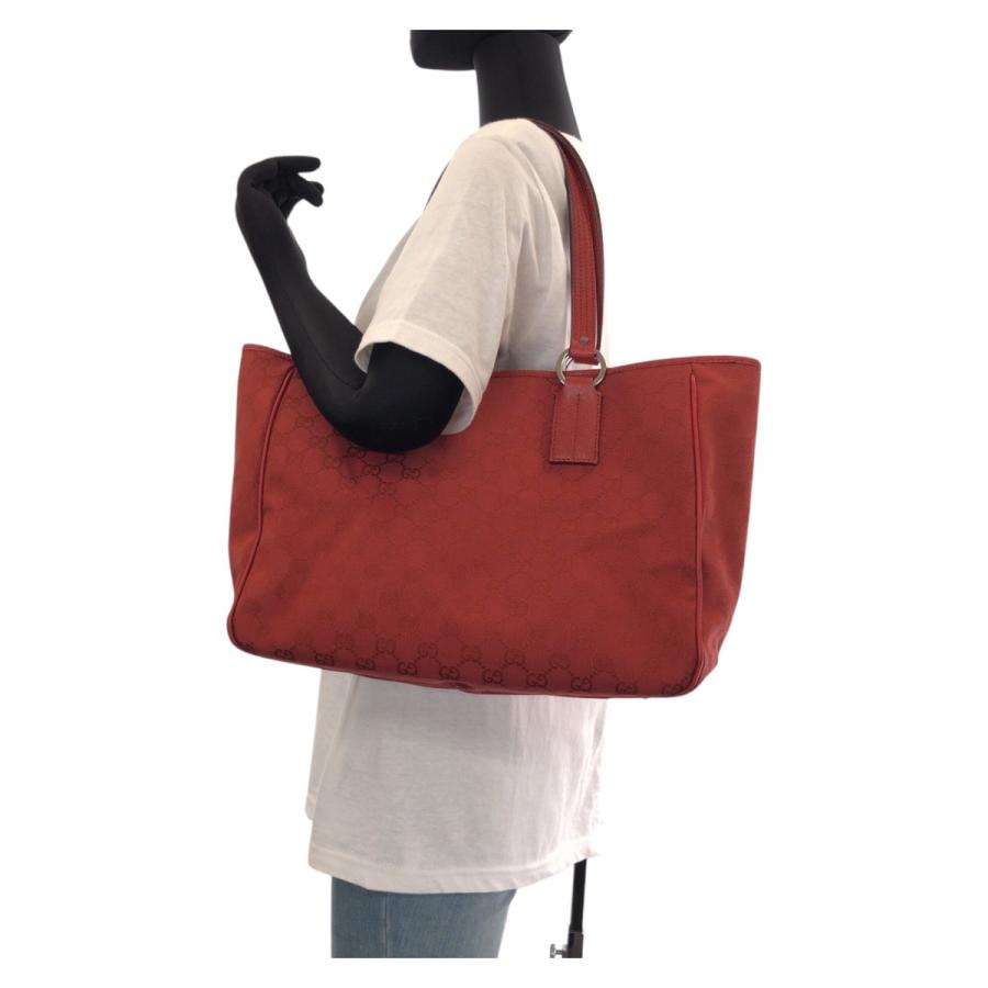 GUCCI（グッチ） 美品 レッド シルバー金具 GGキャンバス/レザー