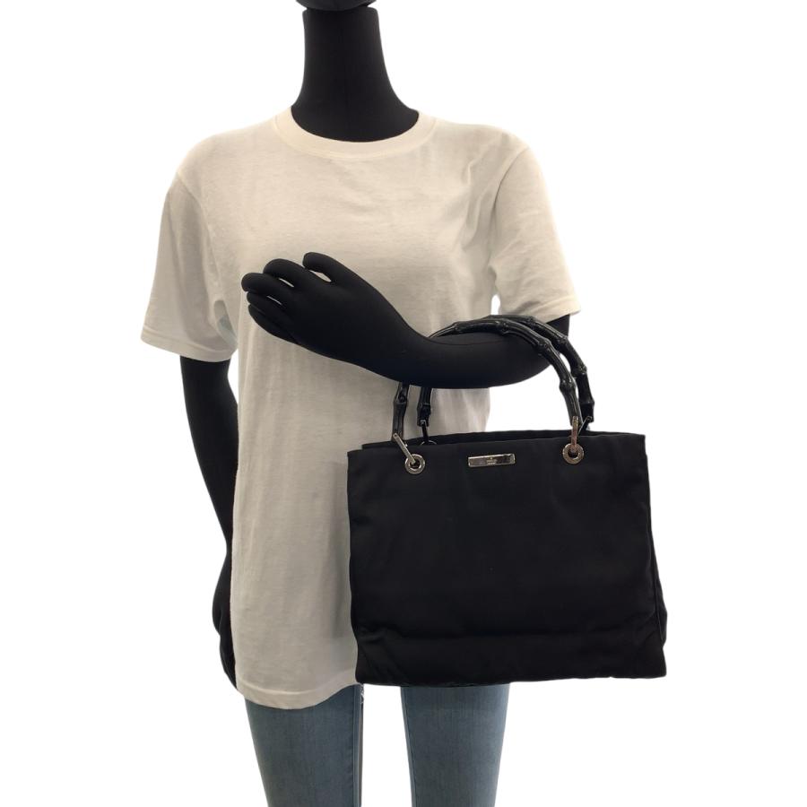 GUCCI 美品 グッチ バンブー ブラック 黒 シルバー金具 ナイロン 002 