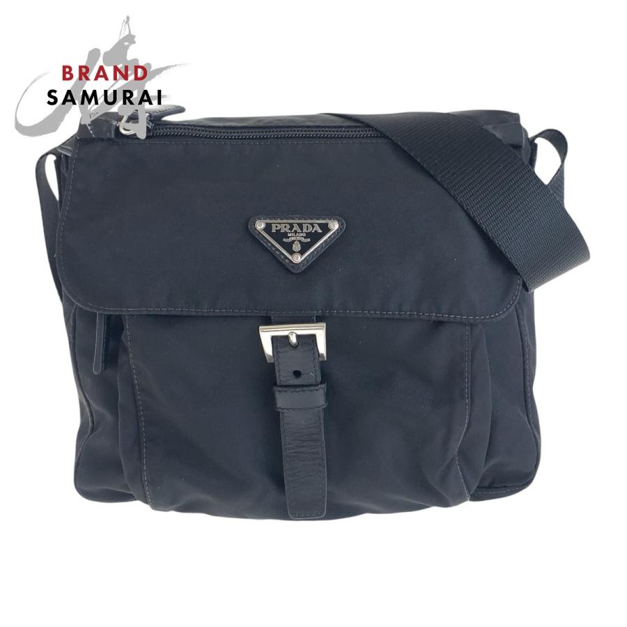 プラダ 三角ロゴプレート テスート 斜め掛け ショルダー ナイロン 黒  