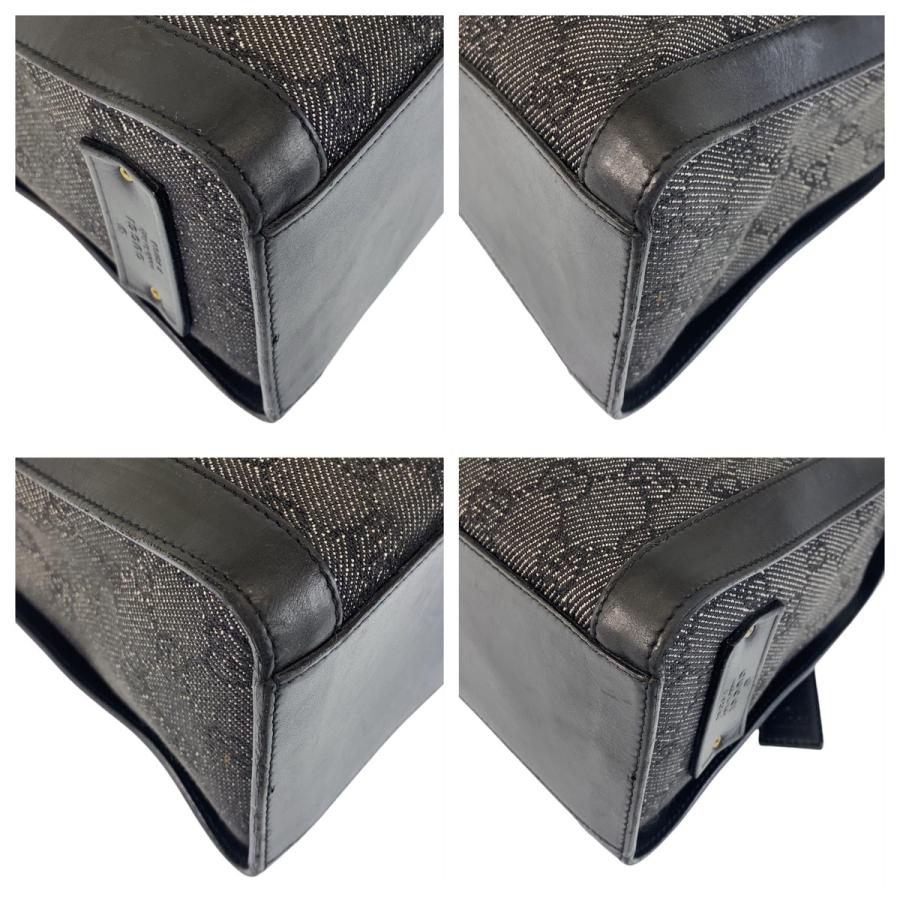 GUCCI 美品 グッチ ブラック 黒 ゴールド金具 GGキャンバス/レザー