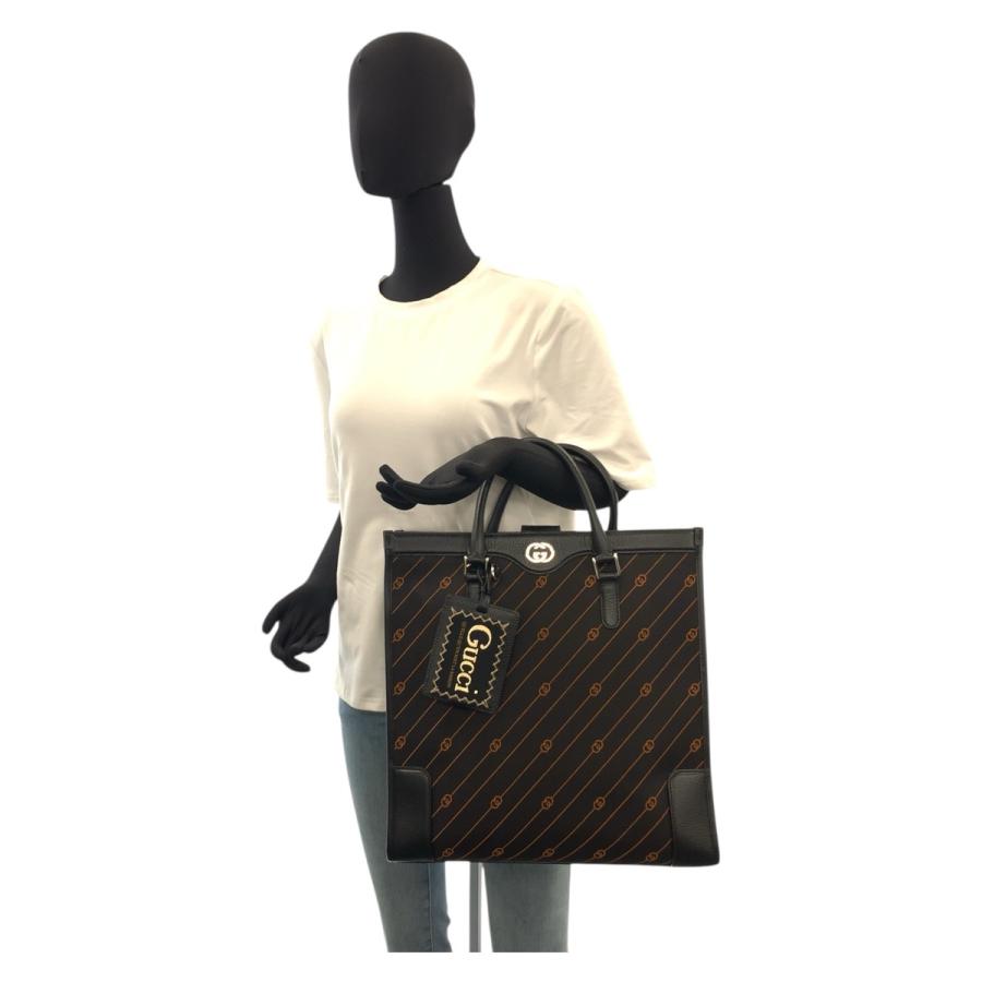 GUCCI ブラック トートバッグ　2way ブラック　ショルダーバッグ　正規品 GUCCI（グッチ） 超美品 インターロッキング ブラック 黒 オレンジ
