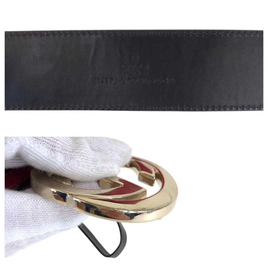 美品 GUCCI グッチ シェリーライン インターロッキング 75cm/30インチ レッド ネイビー ゴールド キャンバス/レザー 114876 ベルト 411069 | GUCCI | 05