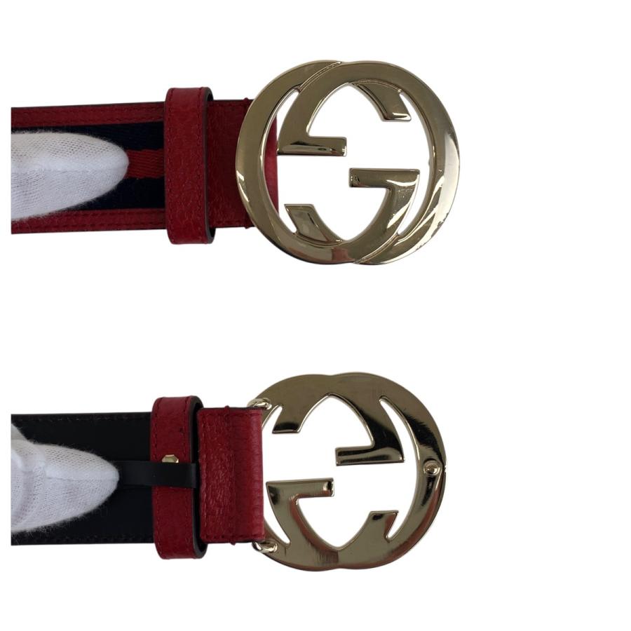 美品 GUCCI グッチ シェリーライン インターロッキング 75cm/30インチ レッド ネイビー ゴールド キャンバス/レザー 114876 ベルト 411069 | GUCCI | 06