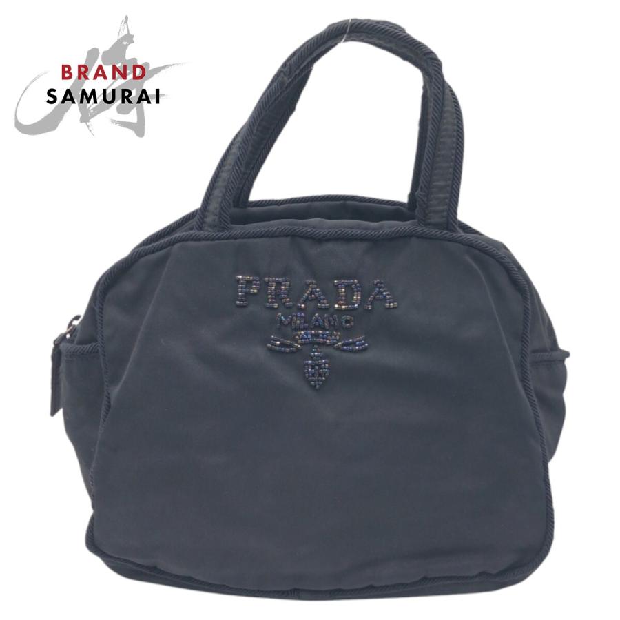 PRADAプラダ ビーズロゴ ナイロン ハンドバッグ ネイビー PRADAプラダ ビーズロゴ ナイロン ハンドバッグ ネイビー 【公式通販】