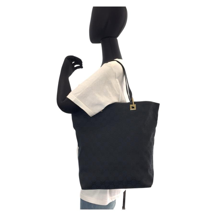 【美品】GUCCI ミニトートバッグ GGキャンバス ゴールド金具 ブラック GUCCI（グッチ） 美品 ブラック 黒 ゴールド金具 GGキャンバス/レザー
