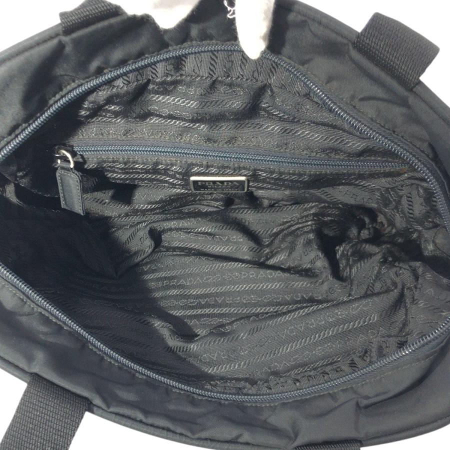 46641★ プラダ ハンドバッグ 三角ロゴ ブラック　トートバッグ　ナイロン PRADA プラダ テスート 三角ロゴ ブラック 黒 ナイロン ハンドバッグ