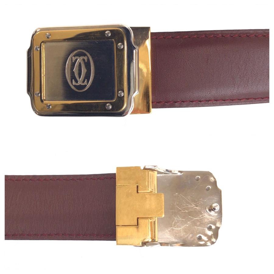 美品 CARTIER カルティエ サントス マストライン ボルドー ゴールド金具 レザー ベルト バックル メンズ 500021 | Cartier | 05