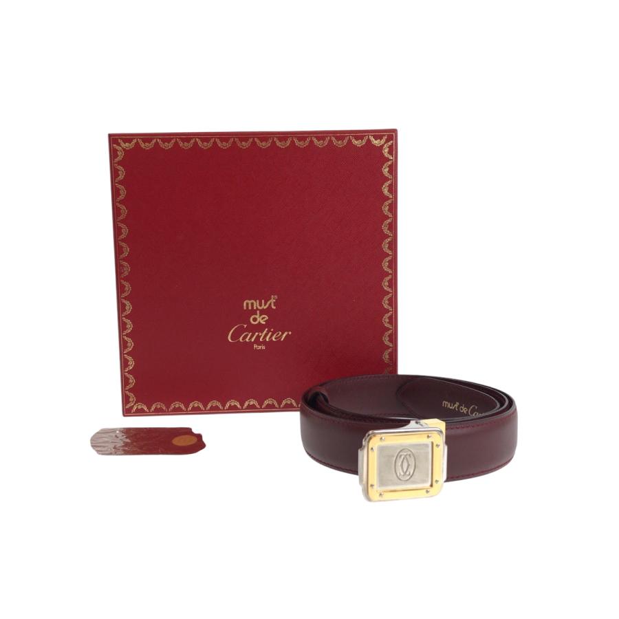 美品 CARTIER カルティエ サントス マストライン ボルドー ゴールド金具 レザー ベルト バックル メンズ 500021 | Cartier | 06