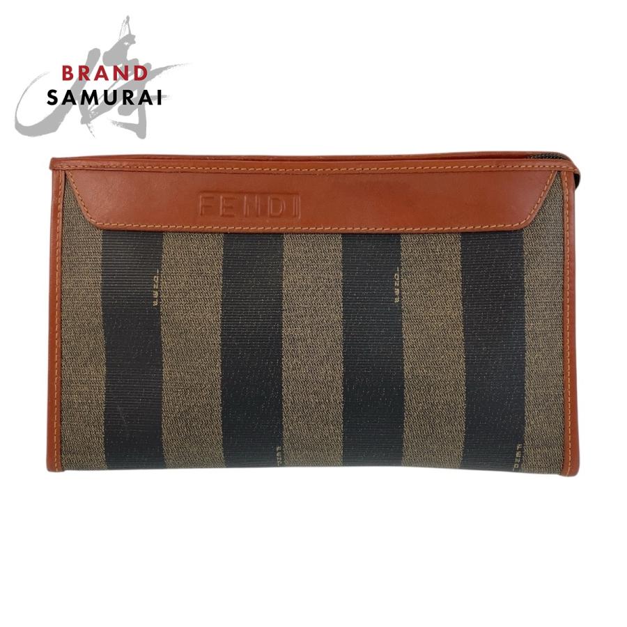 フェンディ FENDI PVC ペカン セカンドバッグ ポーチ ゴールド金具 
