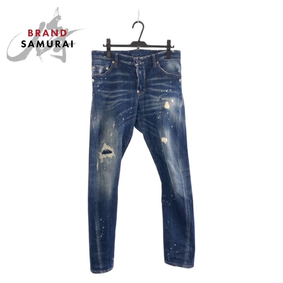 美品 DSQUARED2 ディースクエアード ダメージ加工 ペイント サイズ46 デニム デニムパンツ ジーンズ メンズ 500088 | DSQUARED2