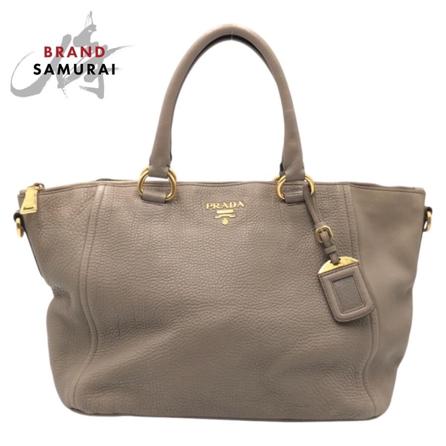 【美品】 PRADA ヴィッテロ 2way レザー トートバッグ ゴールド PRADA（プラダ） 美品 ヴィッテロダイノ ベージュ ゴールド金具 レザー